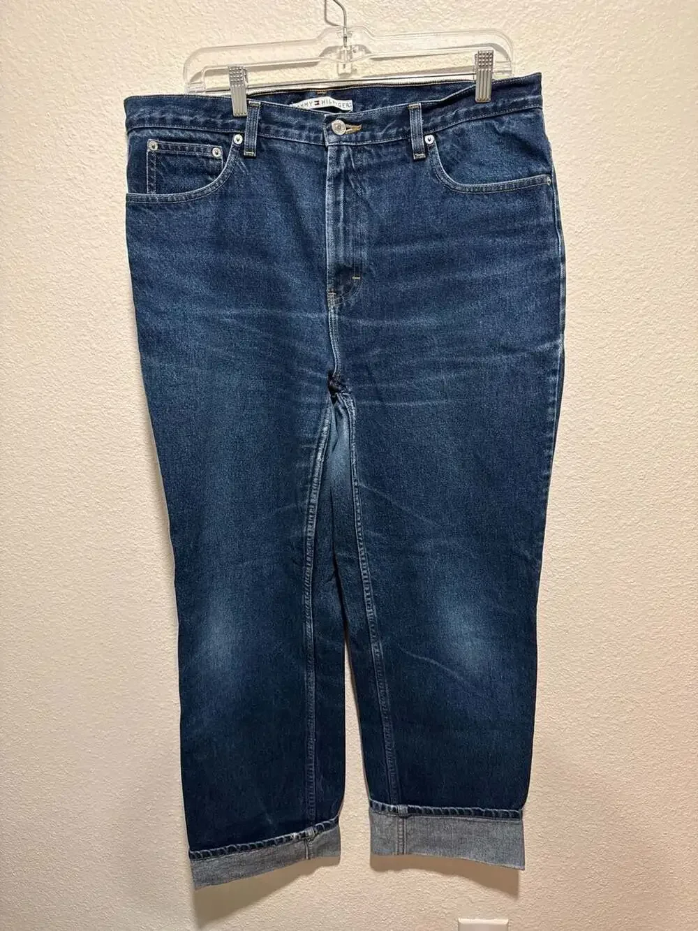 Vintage Tommy Hilfiger 100% Cotton Straight Leg Jeans Size 16 x 33 - Picture 1 of 8